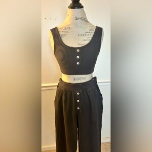 Old Navy Charcoal Waffle Knit Joggers (S) and Matching Bralette (M)